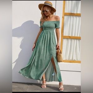 SHEIN floral off the shoulder Split thigh dress